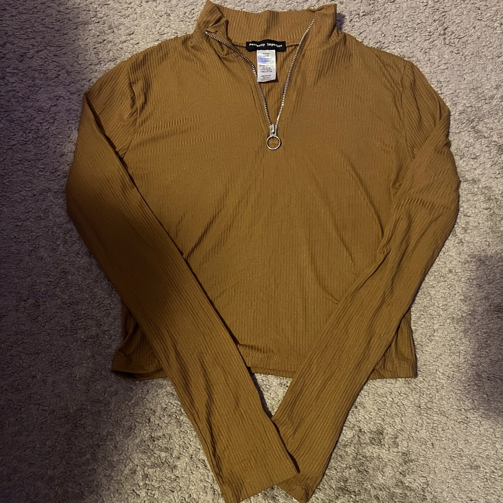 Orange/Brown Zippered Mock Neck from Perfectly Imperfect